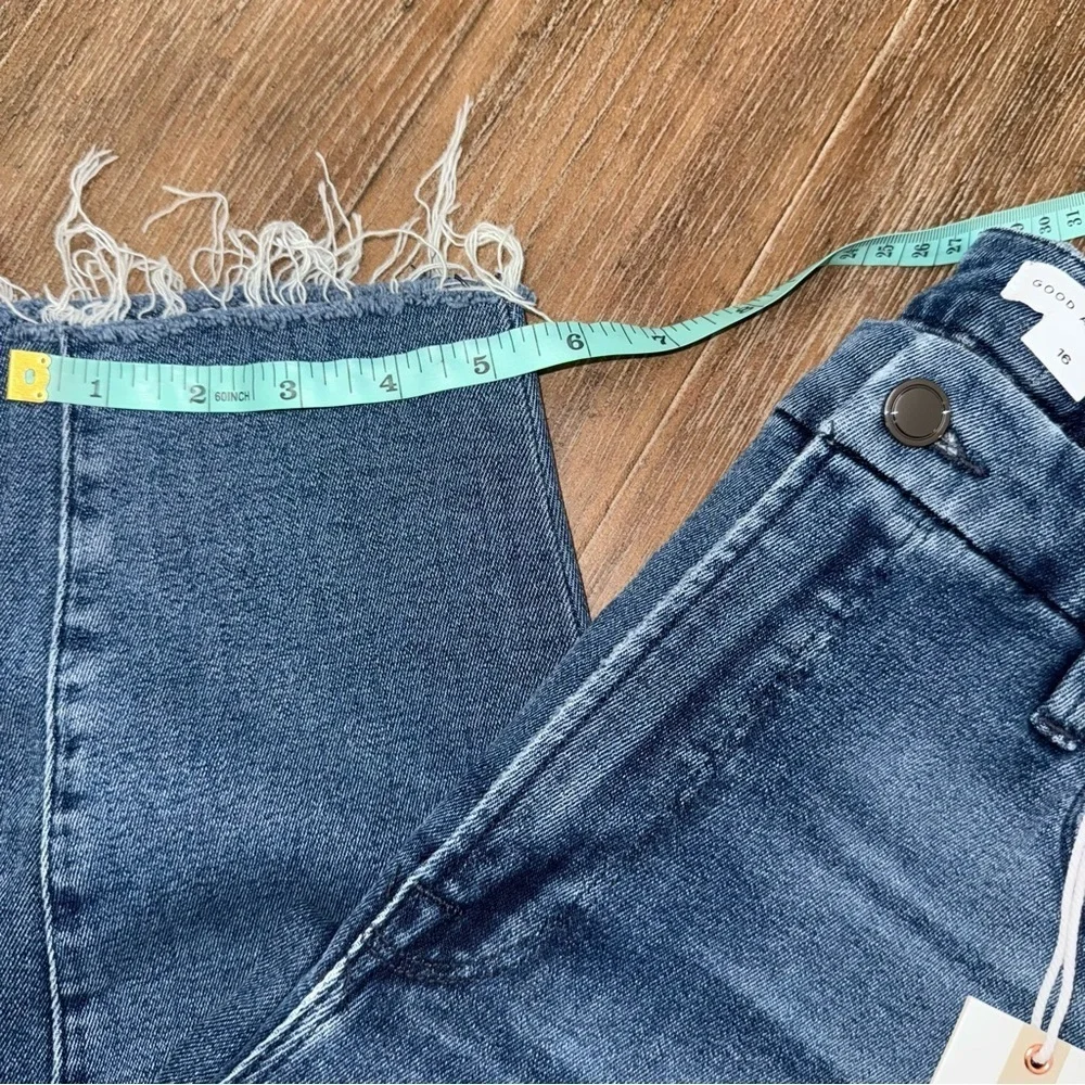 Good American Good Legs Skinny Jeans Raw Hem Plus Size Dark Blue
